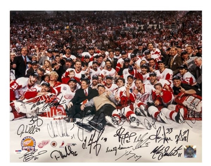 Detroit Red Wings 2001-02 Stanley Cup Champion Team Signed 16x20 Color Photograph with 20 sigs